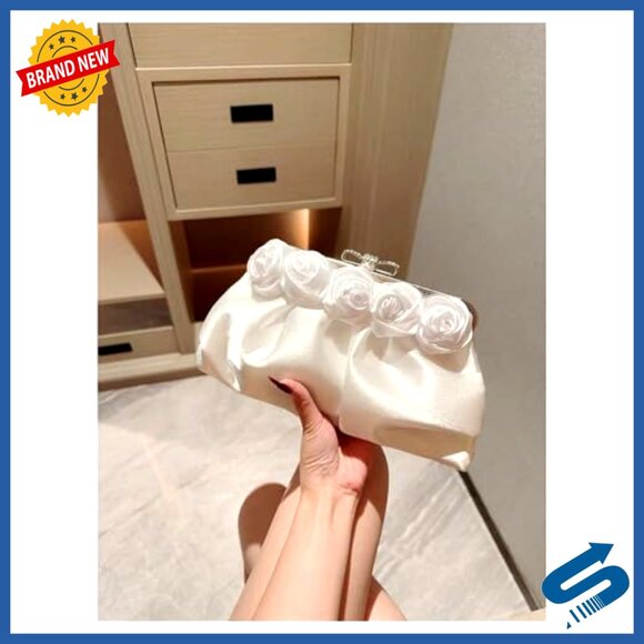 Ruched Bowknot Clutch Evening Bag with Chain Strap for Parties